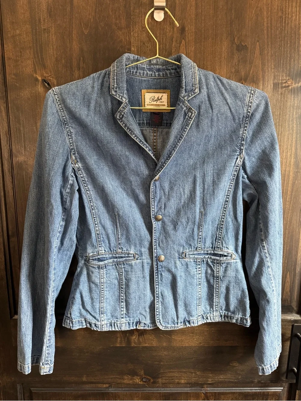 Ralph 1967 Denim Blazer Jacket Fitted Western Y2K Button Front Medium - Picture 2 of 8